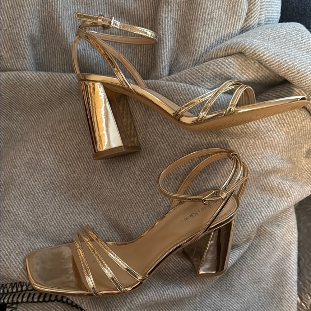 Elegant Gold Strappy Heels